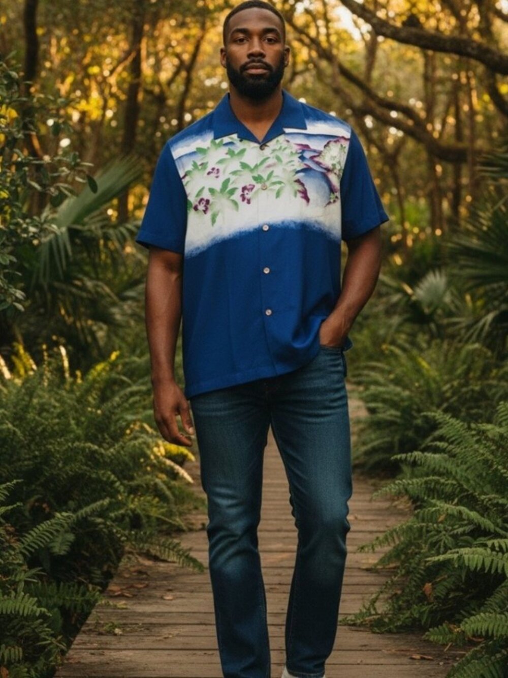 🌴 Tommy Bahama Silk Floral Panel Camp Shirt